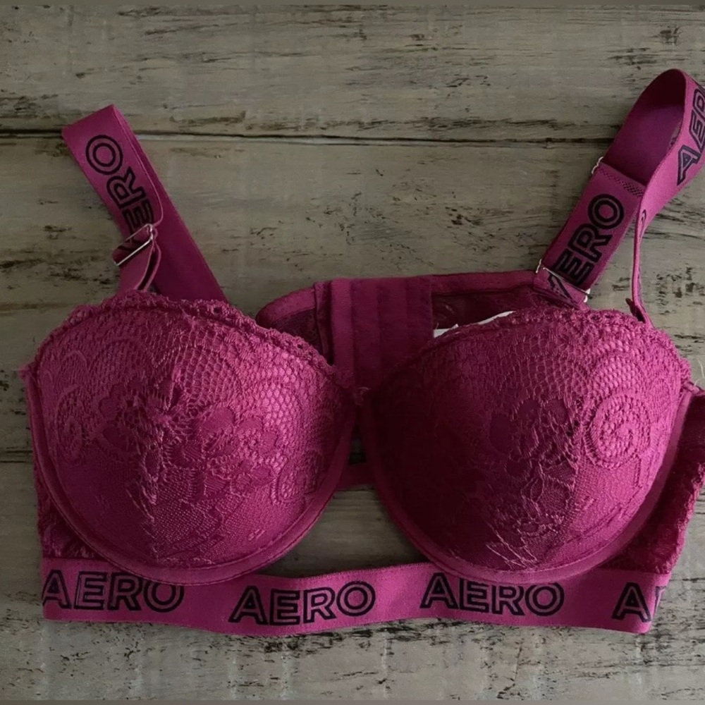***AEROPOSTOLE*** FUCHSIA LACE With Logo  Lift Push up Bra SIZE 36 B